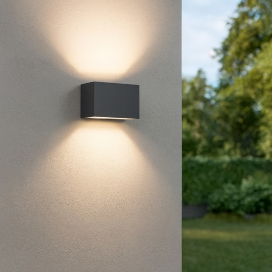 Applique da esterno moderna antracite led 9w 3000k ip65