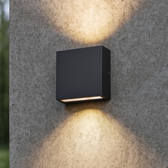 Applique antracite per esterni led 5w 3000k quadrato moderna