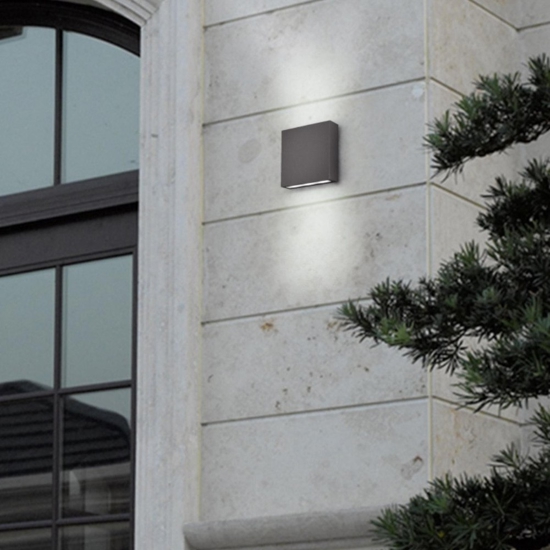 Applique antracite per esterni led 5w 3000k quadrato moderna