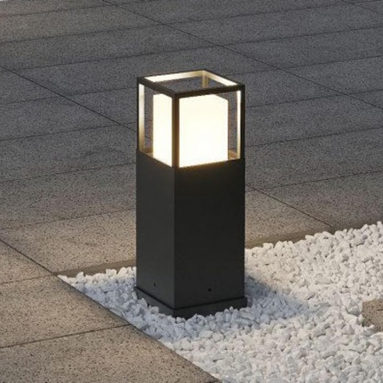 Lampioncino da giardino anti corrosione moderno antracite led 14w cct