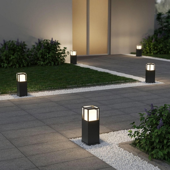 Lampioncino da giardino anti corrosione moderno antracite led 14w cct