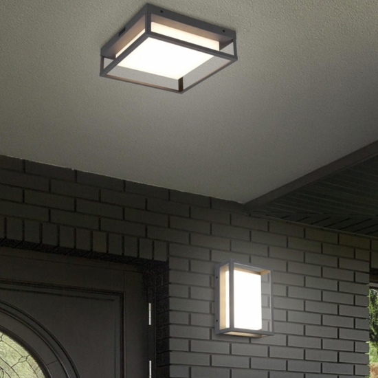 Plafoniera quadrata da esterno antracite led 14w cct anti corrosione