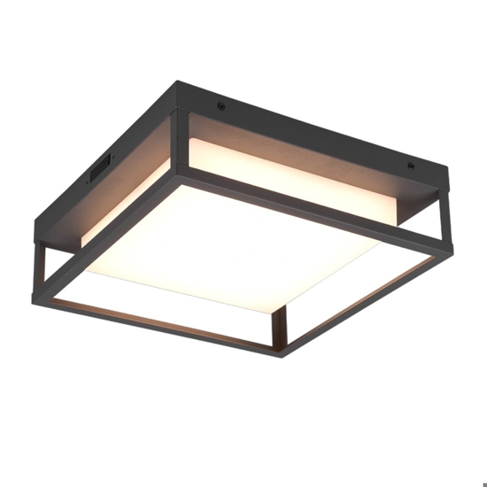 Plafoniera quadrata da esterno antracite led 14w cct anti corrosione