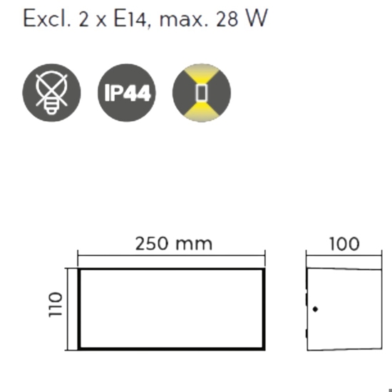 Applique per esterno effetto legno rettangolare moderna
