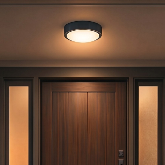 Plafoniera da esterno rotonda moderna antracite led 8w 3000k