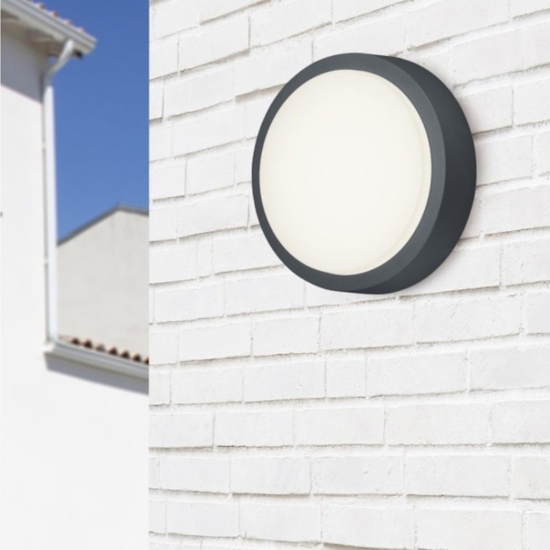 Plafoniera da esterno rotonda moderna antracite led 8w 3000k