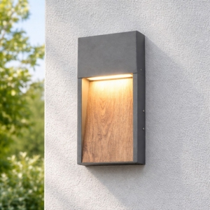 Applique per esterni antracite effetto legno led 3000k ip44 anti corrosione