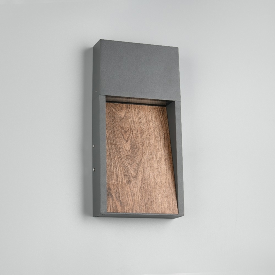 Applique per esterni antracite effetto legno led 3000k ip44 anti corrosione