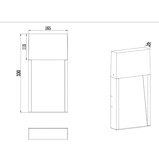 Applique per esterni antracite effetto legno led 3000k ip44 anti corrosione