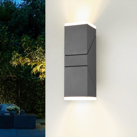 Applique luci orientabili per esterno led 3000k antracite anti corrosione