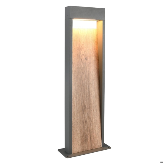Lampioncino da giardino anti corrosione antracite effetto legno led 3000k