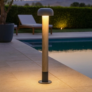 Lampione per esterno ip54 h84 cm effetto legno