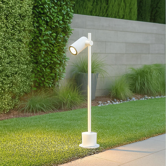 Lampione da giardino moderno bianco luce orientabile 13w 3000k ip65