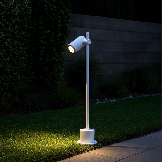 Lampione da giardino moderno bianco luce orientabile 13w 3000k ip65