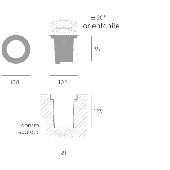 Faretto per giardino rotondo a incasso calpestabile led 6w 4000k orientabile