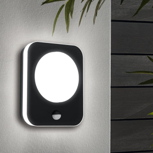 Applique da esterno led 3000k sensore di movimento nera ip44