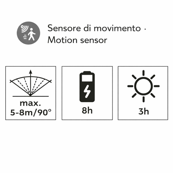 Applique a luce solare da esterno con sensore movimento 5w 3000k