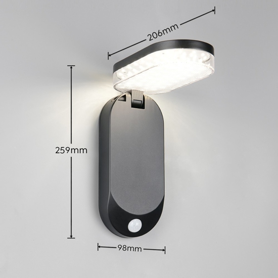 Applique da esterno luce solare led 3w 4000k con sensore di movimento crepuscolare