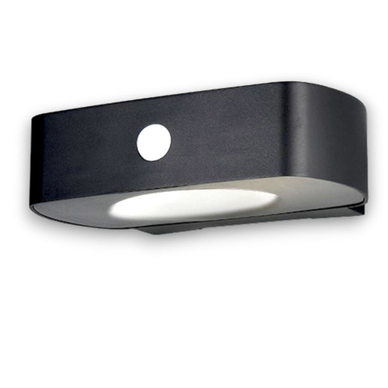 Applique nero da esterno ibrido luce solare led con sensore di movimento crepuscolare