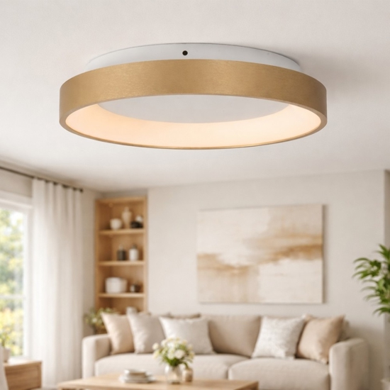 Plafoniera anello oro moderna led 20w 2700k dimmerabile
