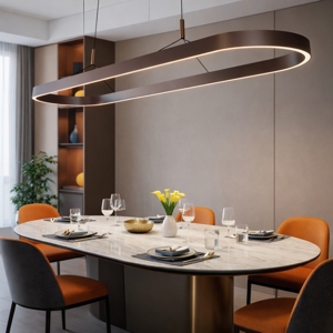 Lampadario ovale moderno marrone led dimmerabile per soggiorno