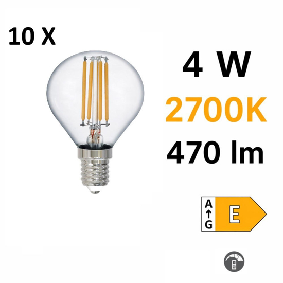 Confezione 10 lampadine e27 dimmerabili led 4w 2700k 470 lumen