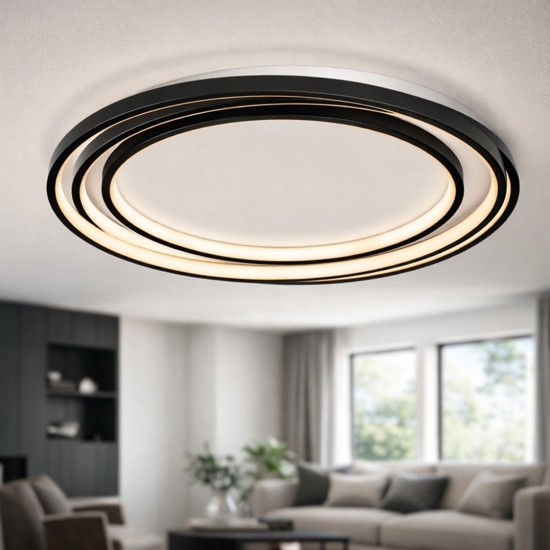 Plafoniera tonda design moderna led 33w 3000k dimmerabile nera