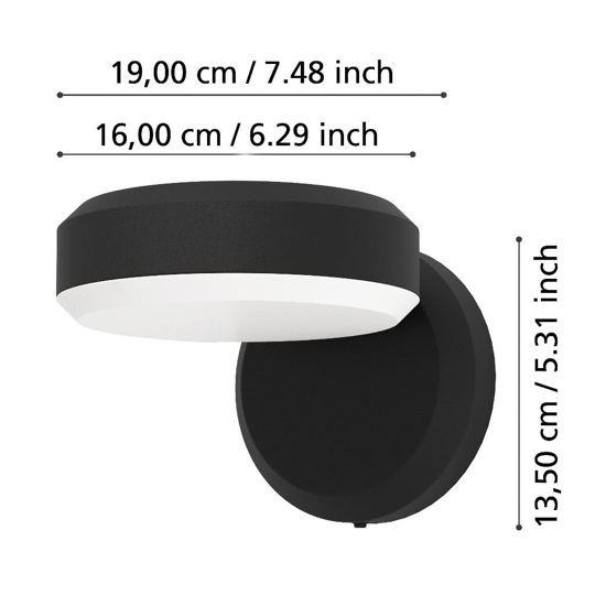 Applique da esterno led 3000k ip54 nera moderna