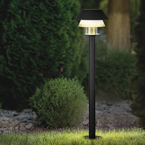 Lampione da esterno giardino h80 cm nero vetro ip65