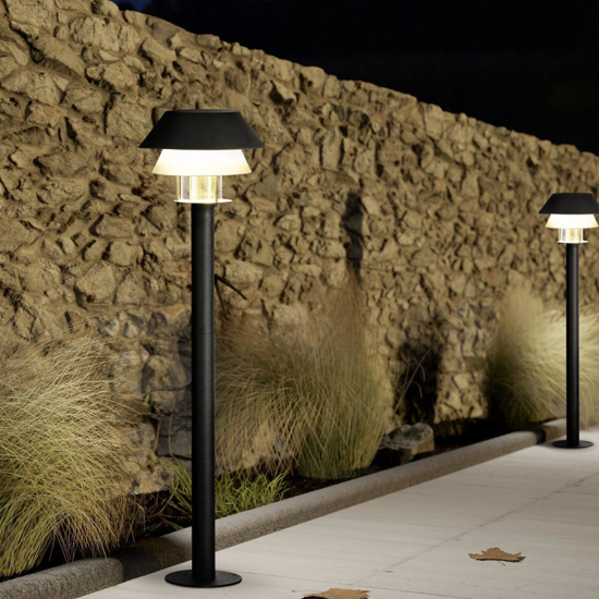 Lampione da esterno giardino h80 cm nero vetro ip65