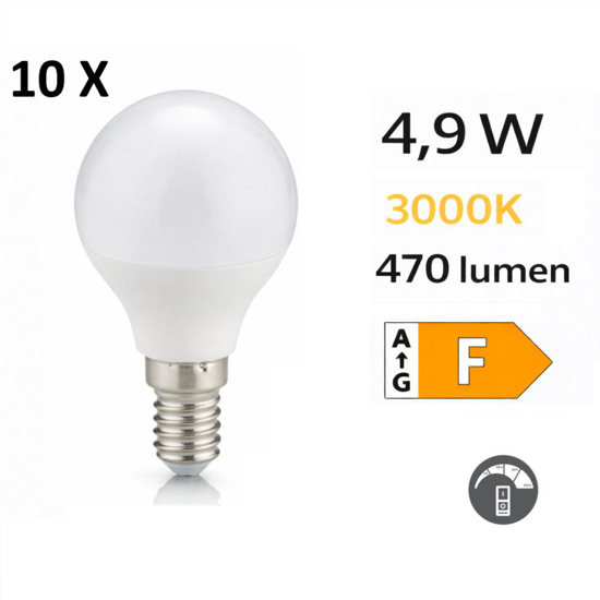 Confezione 10 lampadine led e14 4,9w 3000k 470 lumen dimmerabili