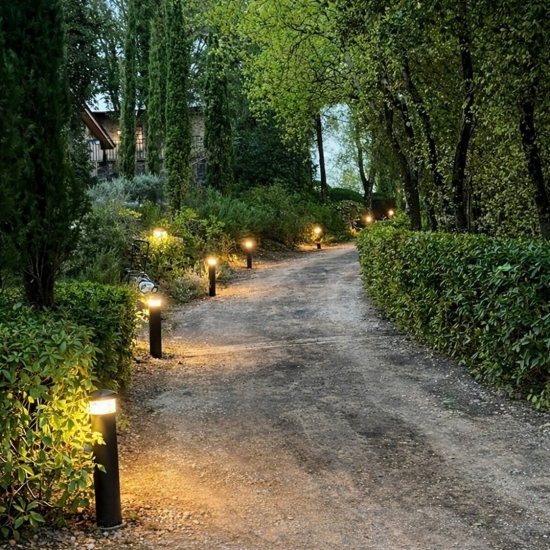 Lampione per esterno boeing pt h070 ideal lux marrone led 14w 3000k