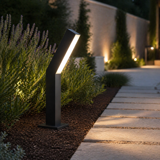 Lampioncino da esterno moderno ip44 nero led 3000k h36 cm