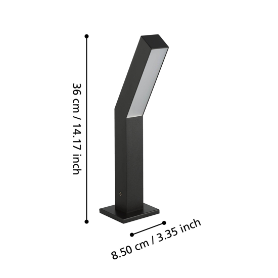 Lampioncino da esterno moderno ip44 nero led 3000k h36 cm