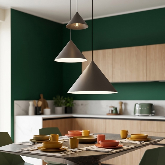 Lampadario per tavolo da cucina grigo pendenti a cono