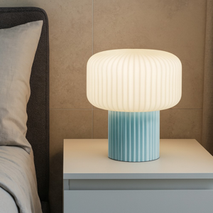 Perenz otty lampada da comodino moderna ceramica azzurra