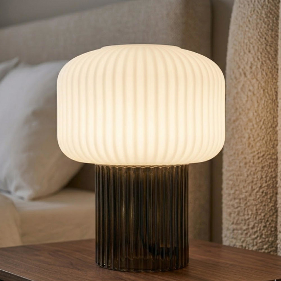 Lampada da comodino abat-jour di ceramica marrone moderna otty perenz