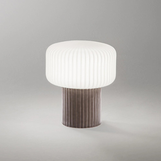 Lampada da comodino abat-jour di ceramica marrone moderna otty perenz