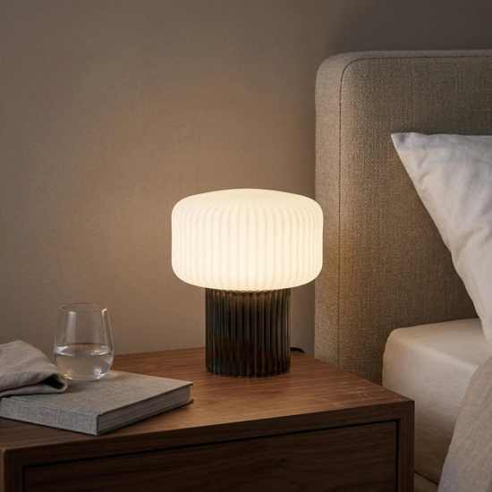 Lampada da comodino abat-jour di ceramica marrone moderna otty perenz