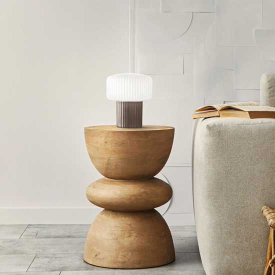 Lampada da comodino abat-jour di ceramica marrone moderna otty perenz