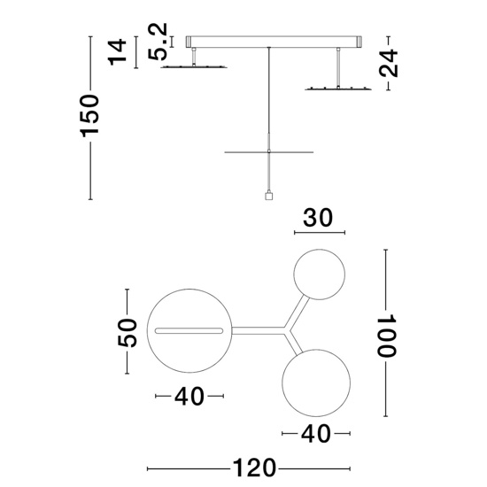 Lampadario design led 81w 3000k per sala da pranzo moderna