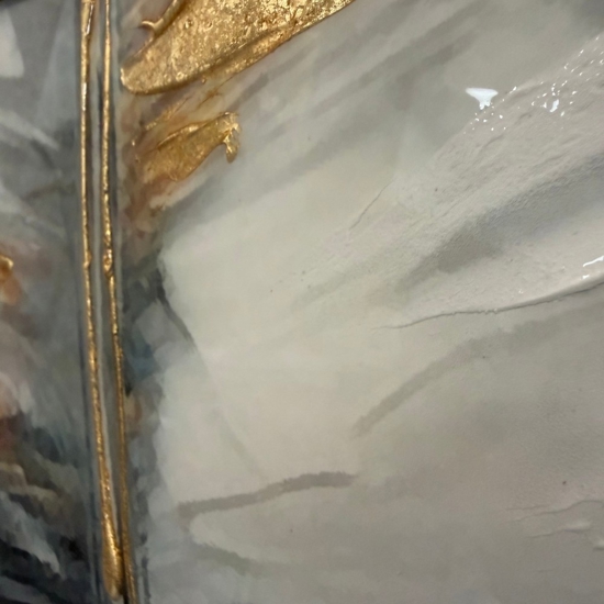 Quadro foglie di palma cornice oro 150x75cm decoro resina lucido