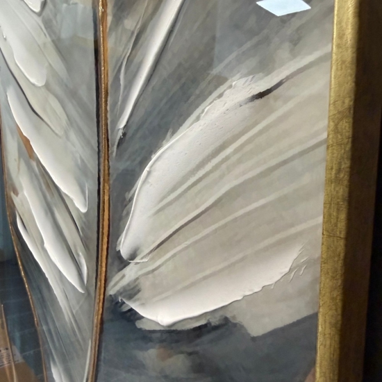 Quadro foglie di palma cornice oro 150x75cm decoro resina lucido