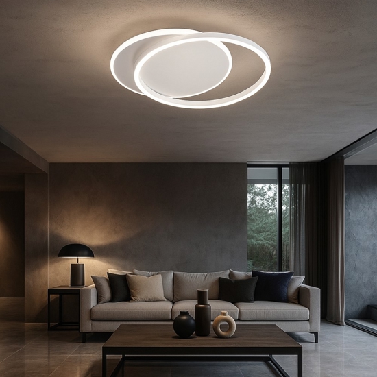 Plafoniera da soffitto orbit bianco oro led 60w 3000k moderna perenz