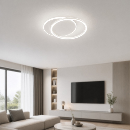 Plafoniera da soffitto orbit bianco oro led 60w 3000k moderna perenz
