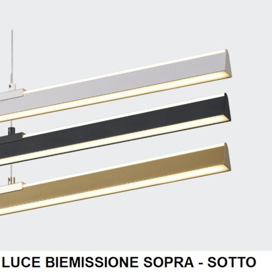 Lampadario moderno barra 151cm bianco led biemissione 54w 3000k