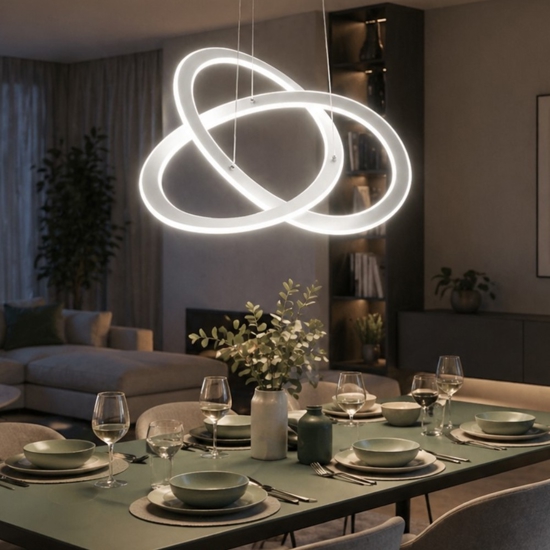 Gea luce yara lampadario bianco moderno led 50w 3000k