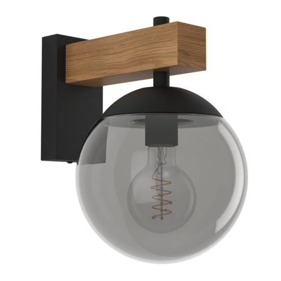 Applique da esterno sfera vetro fume ip44 legno