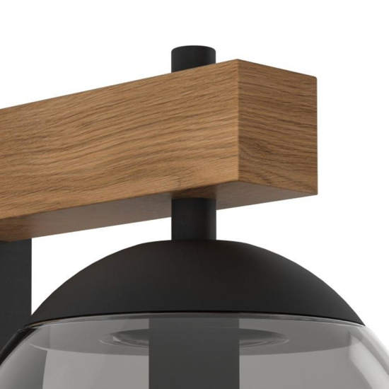Applique da esterno sfera vetro fume ip44 legno