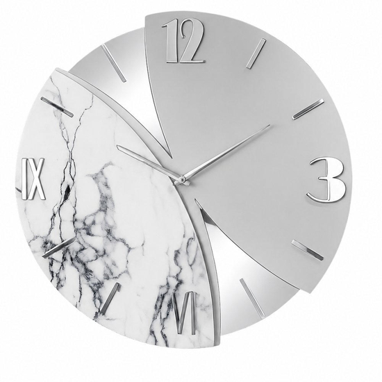 Grande orologio rotondo a parete design farfalla effetto marmo 70cm